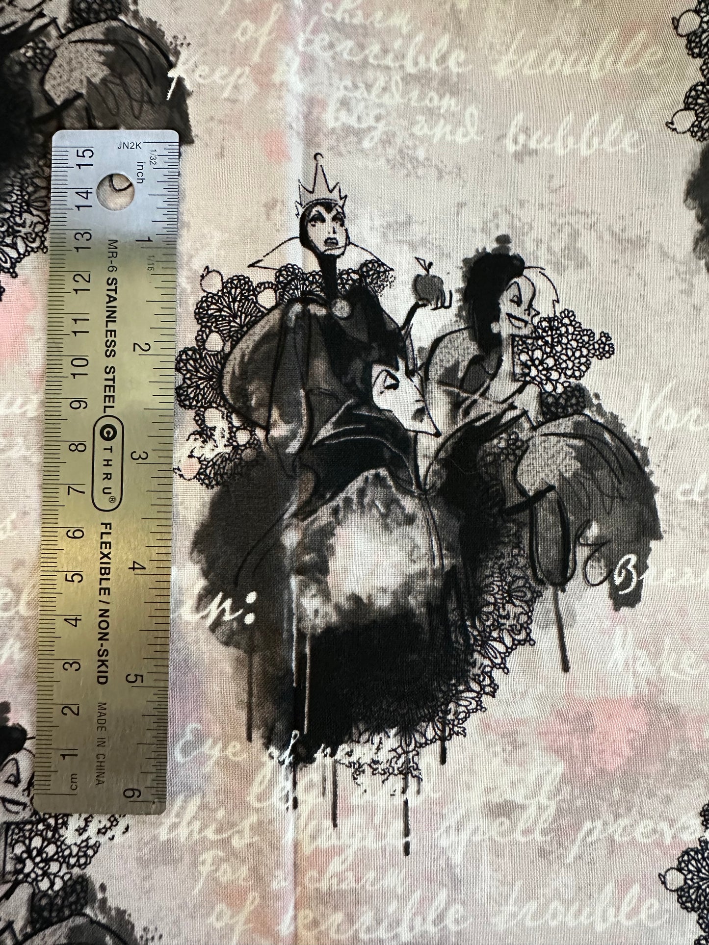 Lady Villains pink grunge COTTON FABRIC