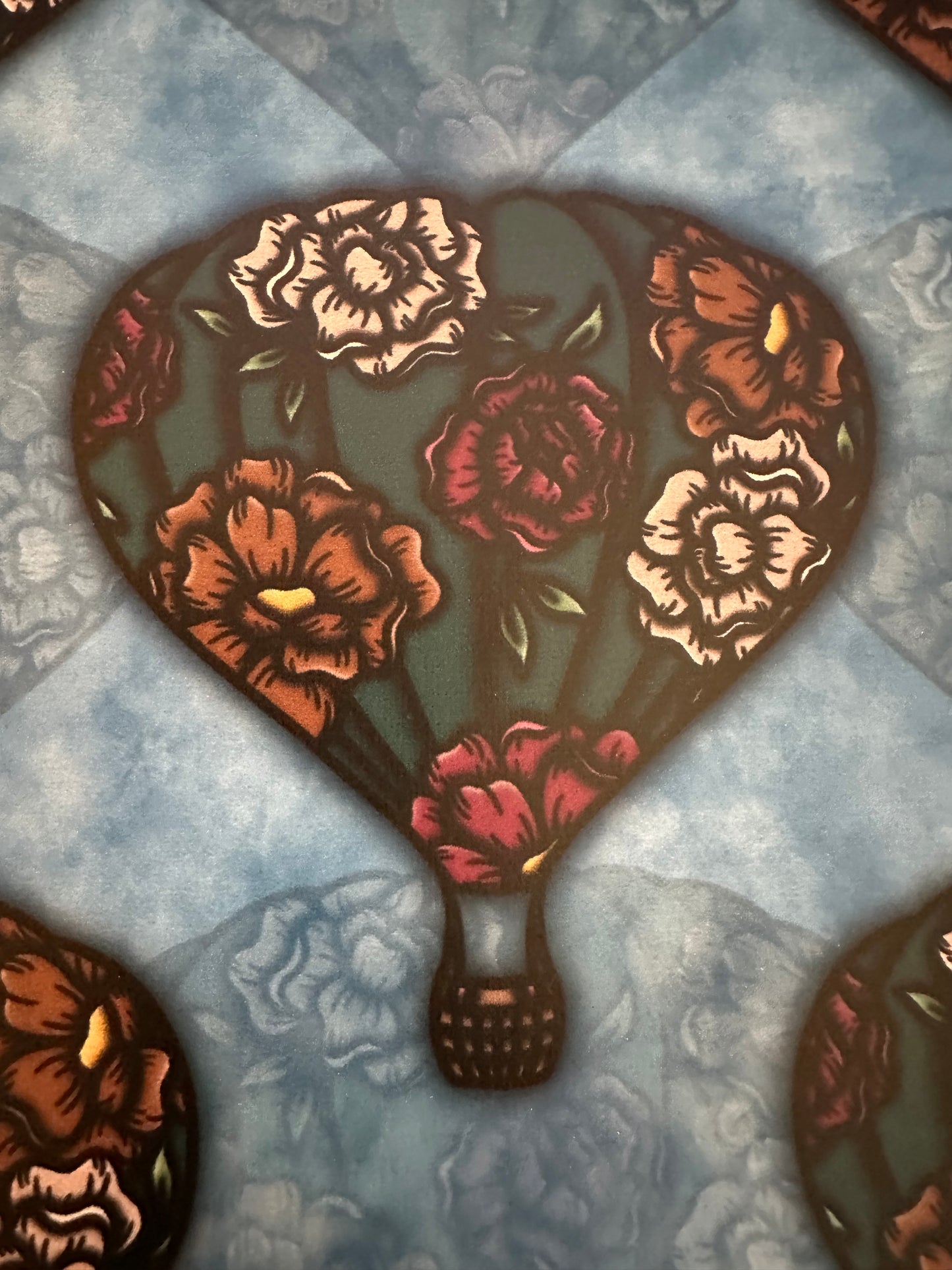 Floral Hot Air Balloon vinyl UNUSED